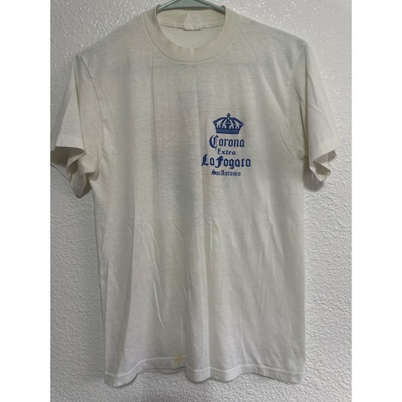 Vintage Corona Beer T-Shirt La Fogata San Antonio Graphic Tee - Picture 2 of 9